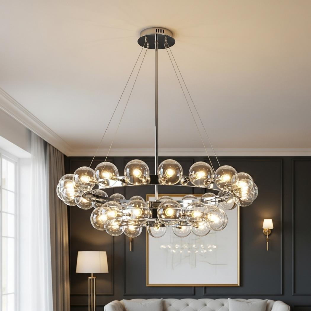 Characteristic round glass chandelier