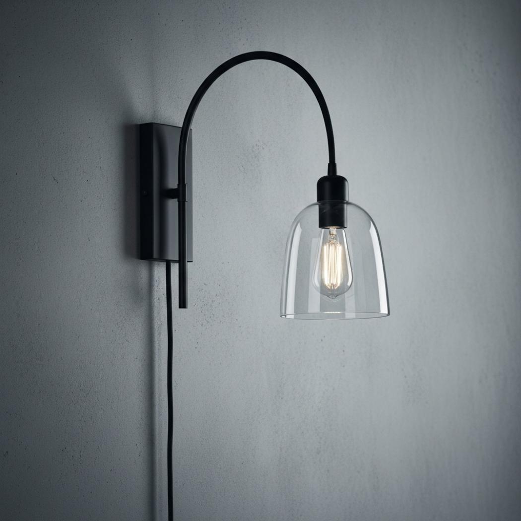 Round glass wall light