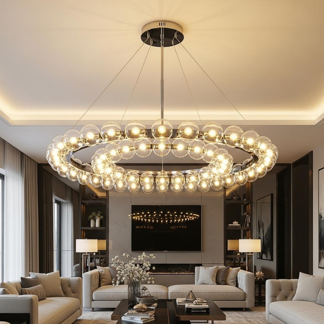 Characteristic round glass chandelier