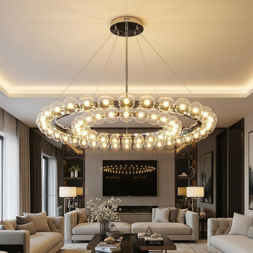 Characteristic round glass chandelier