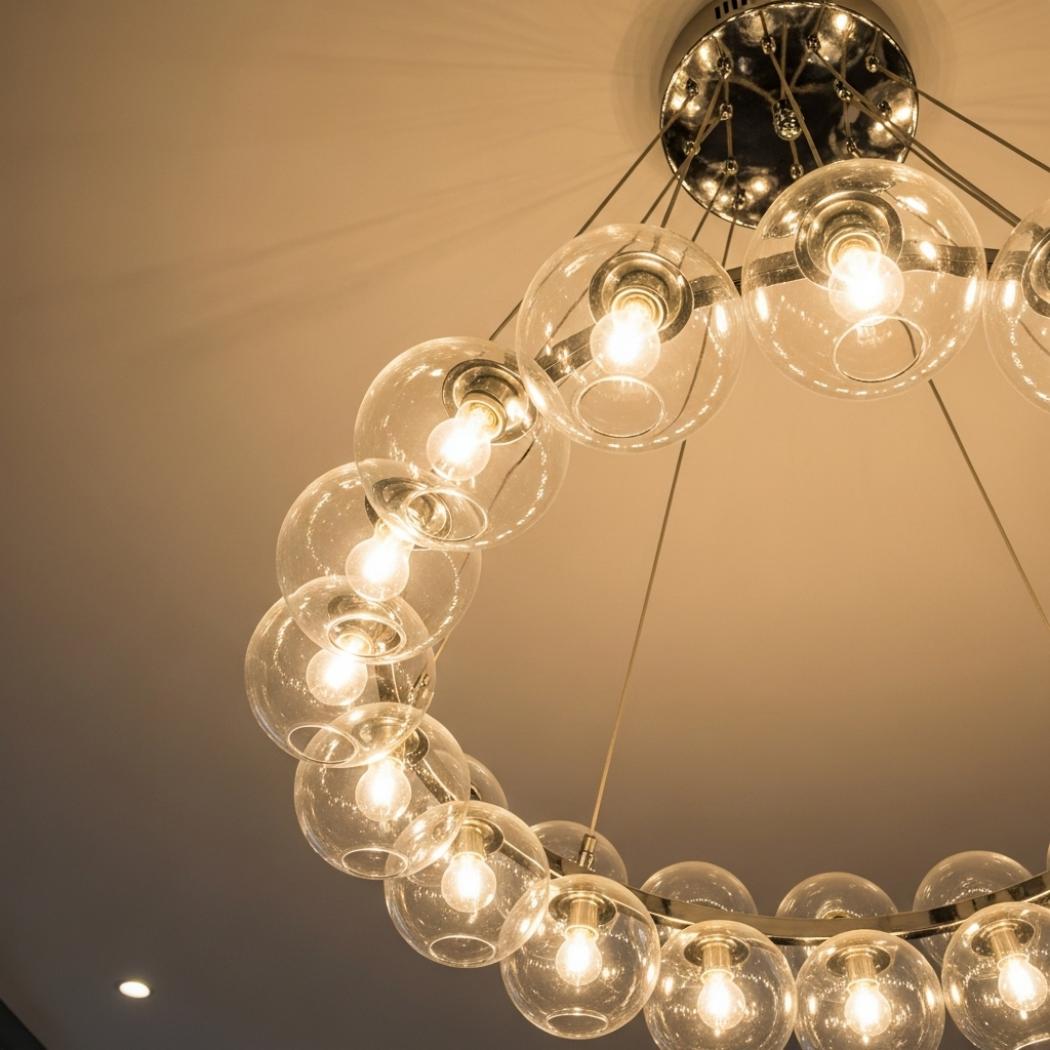 Characteristic round glass chandelier