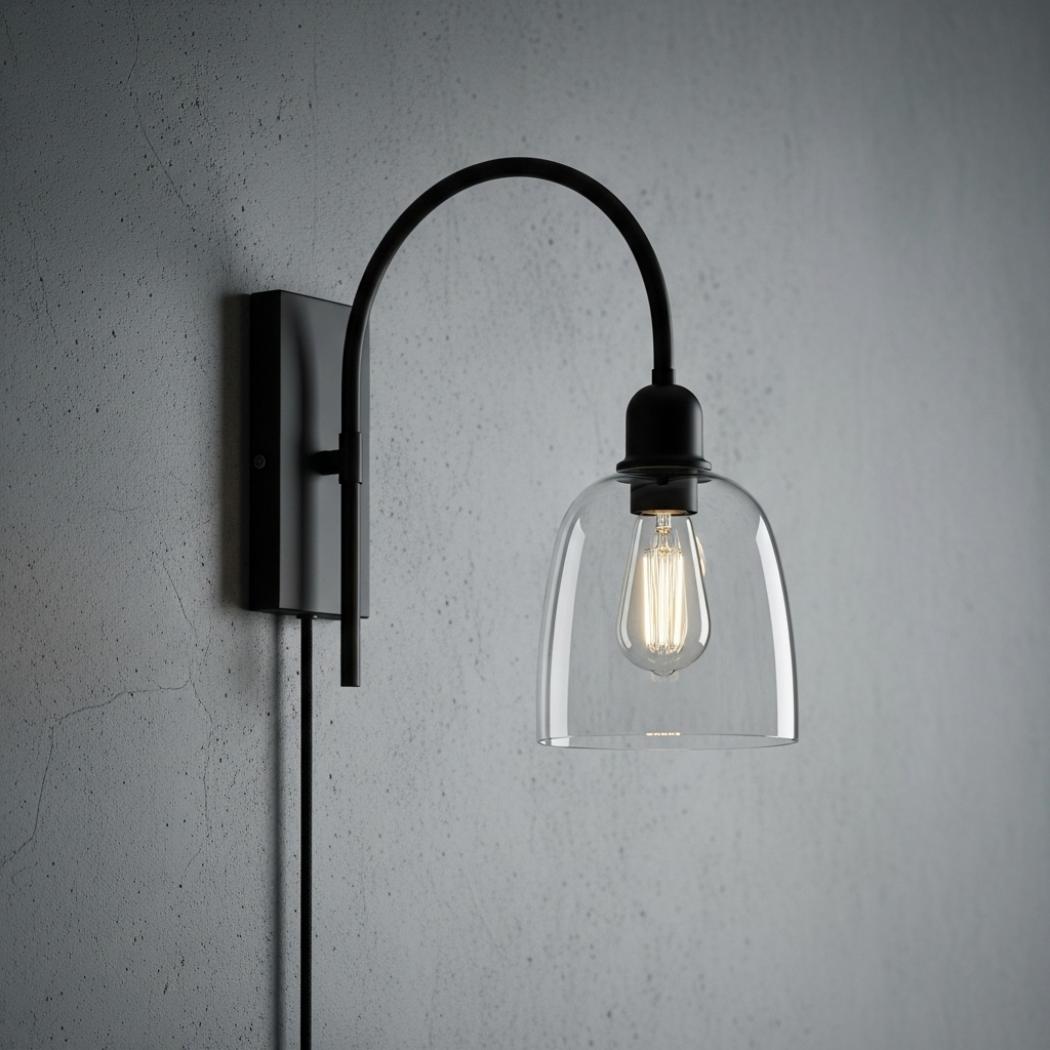 Round glass wall light