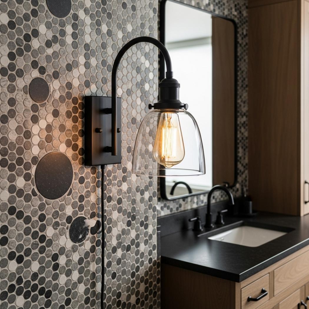 Round glass wall light