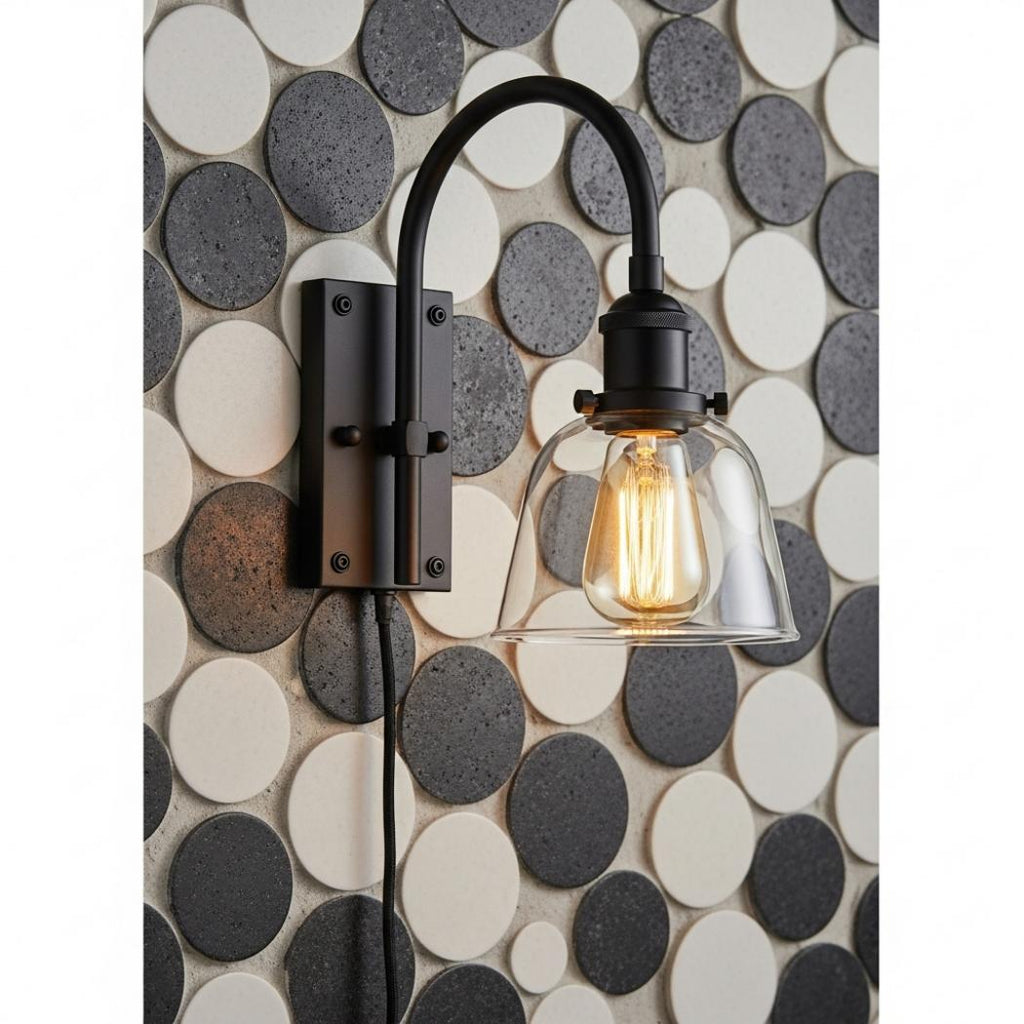 Round glass wall light