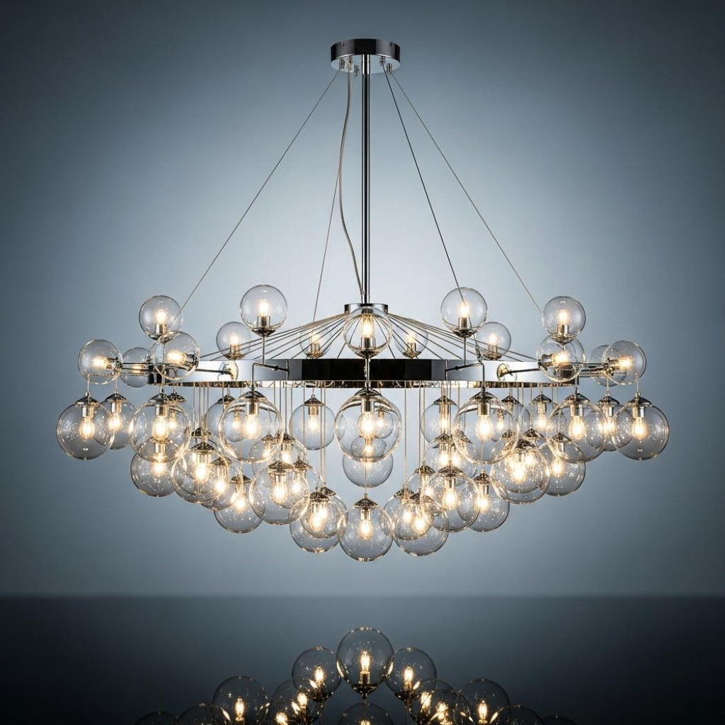 Characteristic round glass chandelier