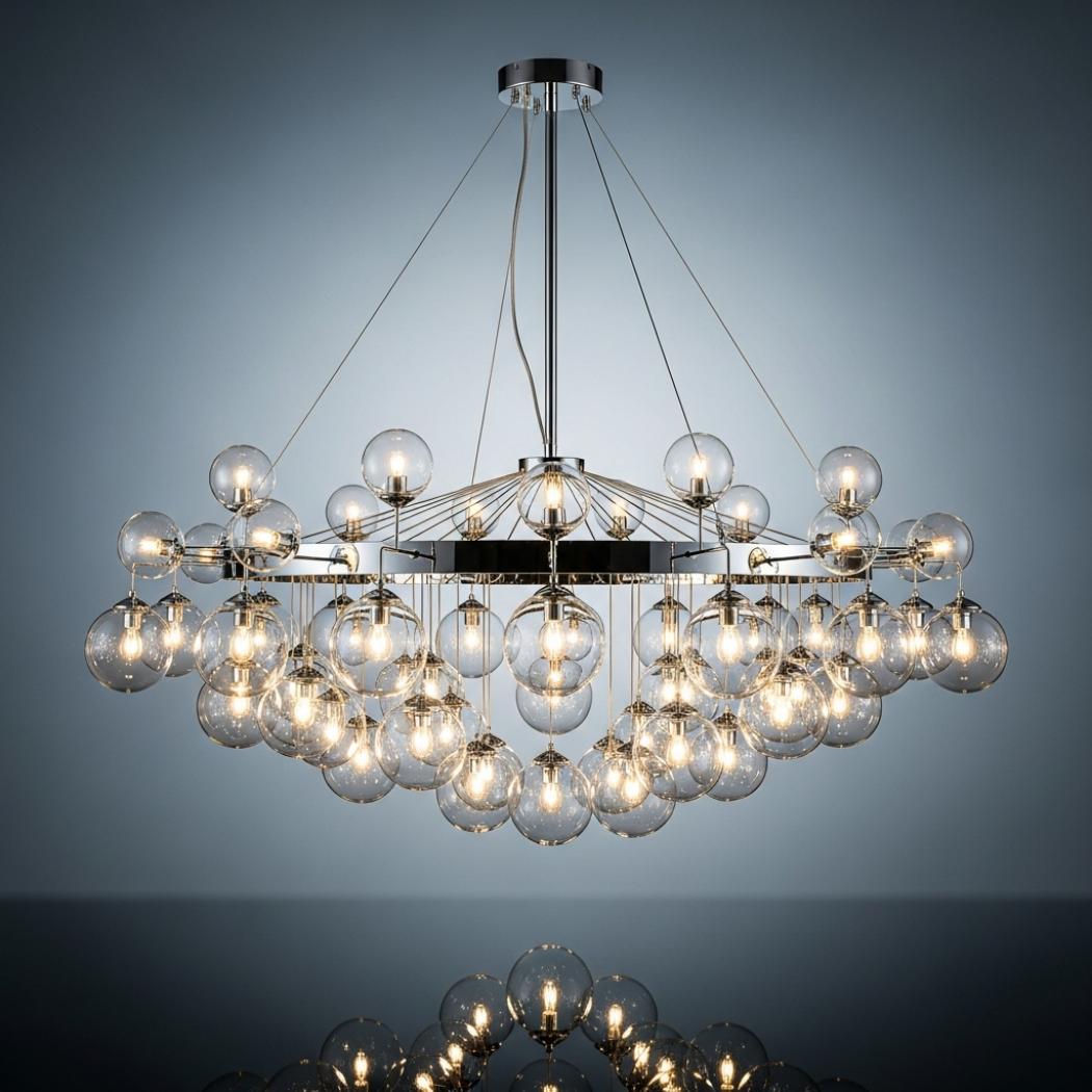 Characteristic round glass chandelier