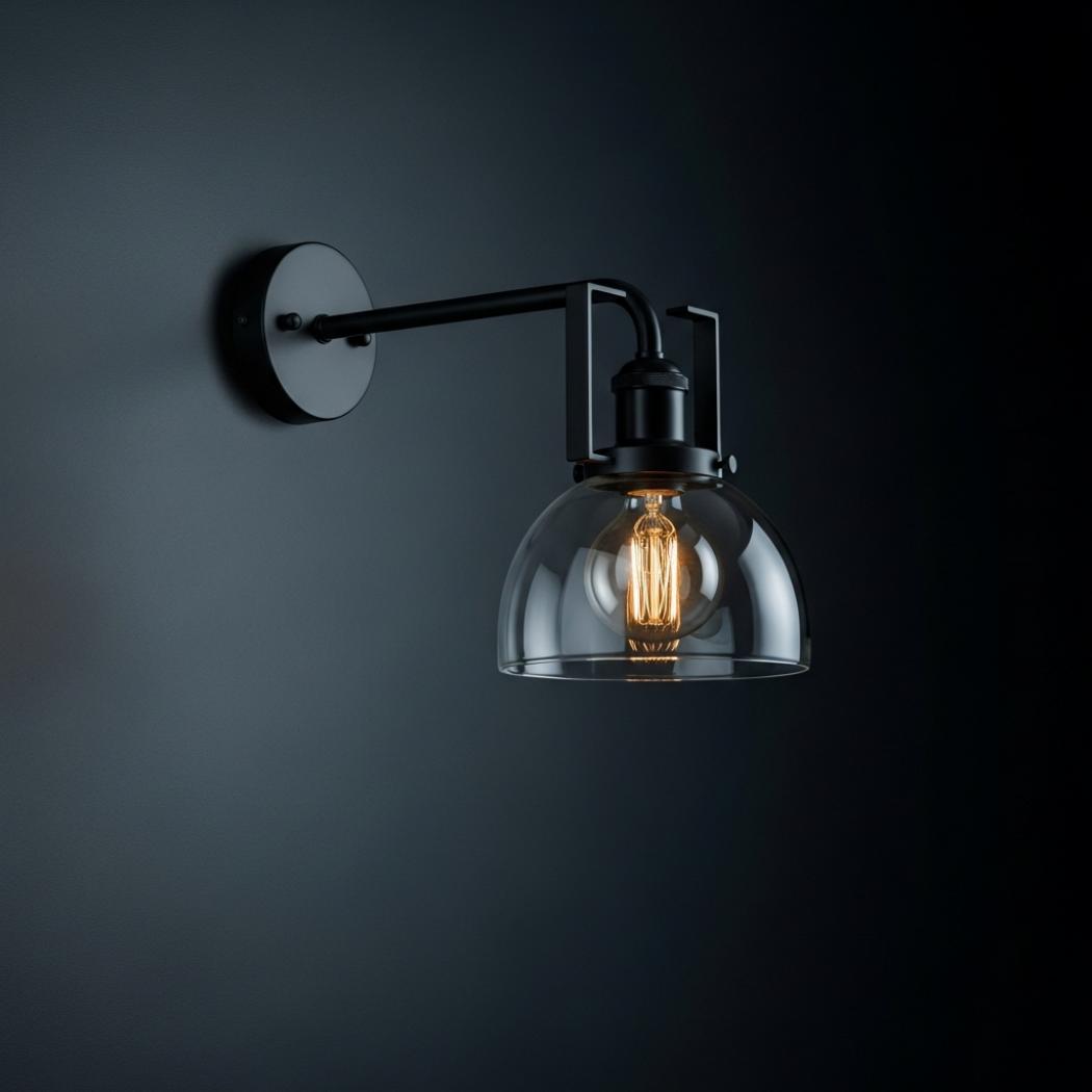 Hemispherical glass lampshade wall lamp
