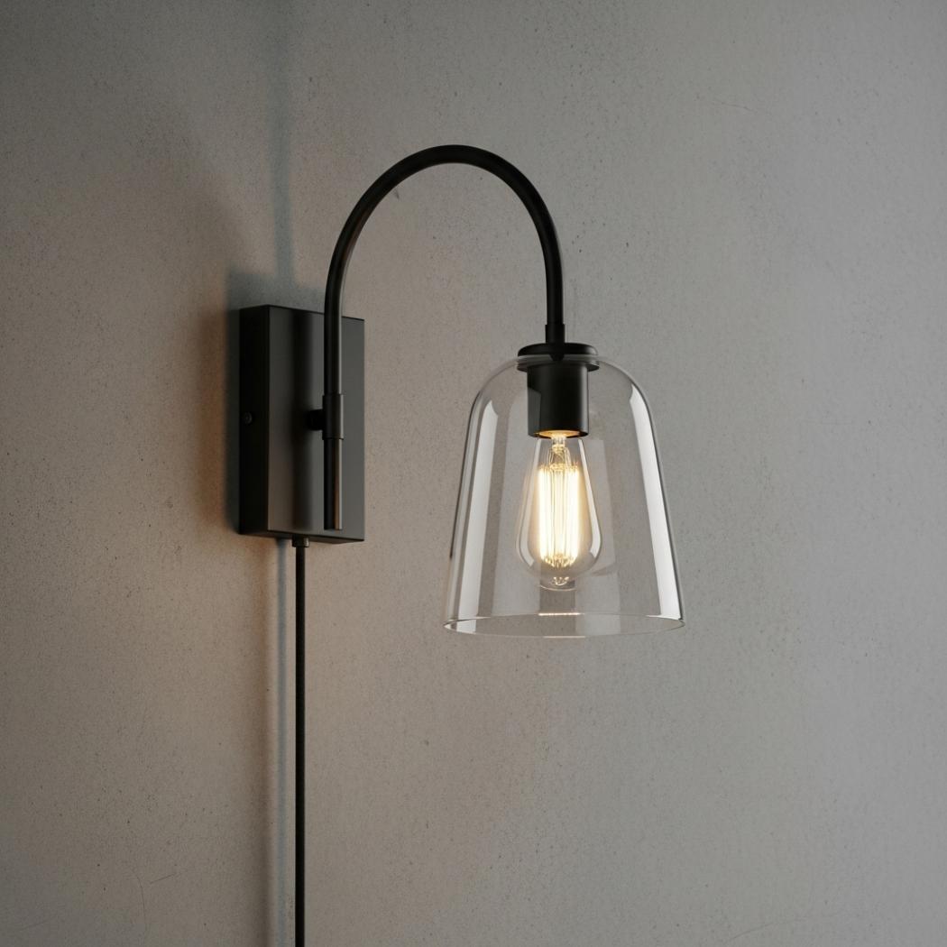 Round glass wall light