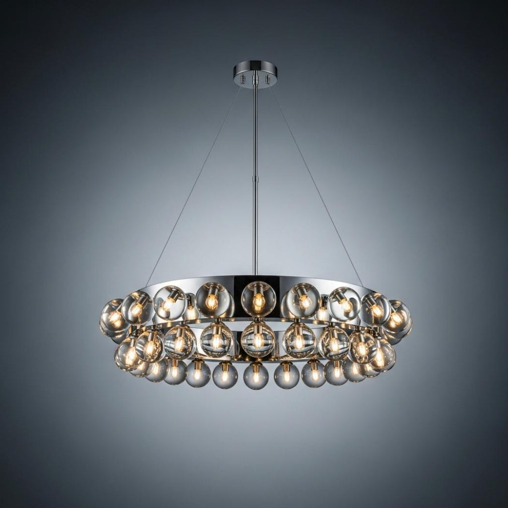 Characteristic round glass chandelier
