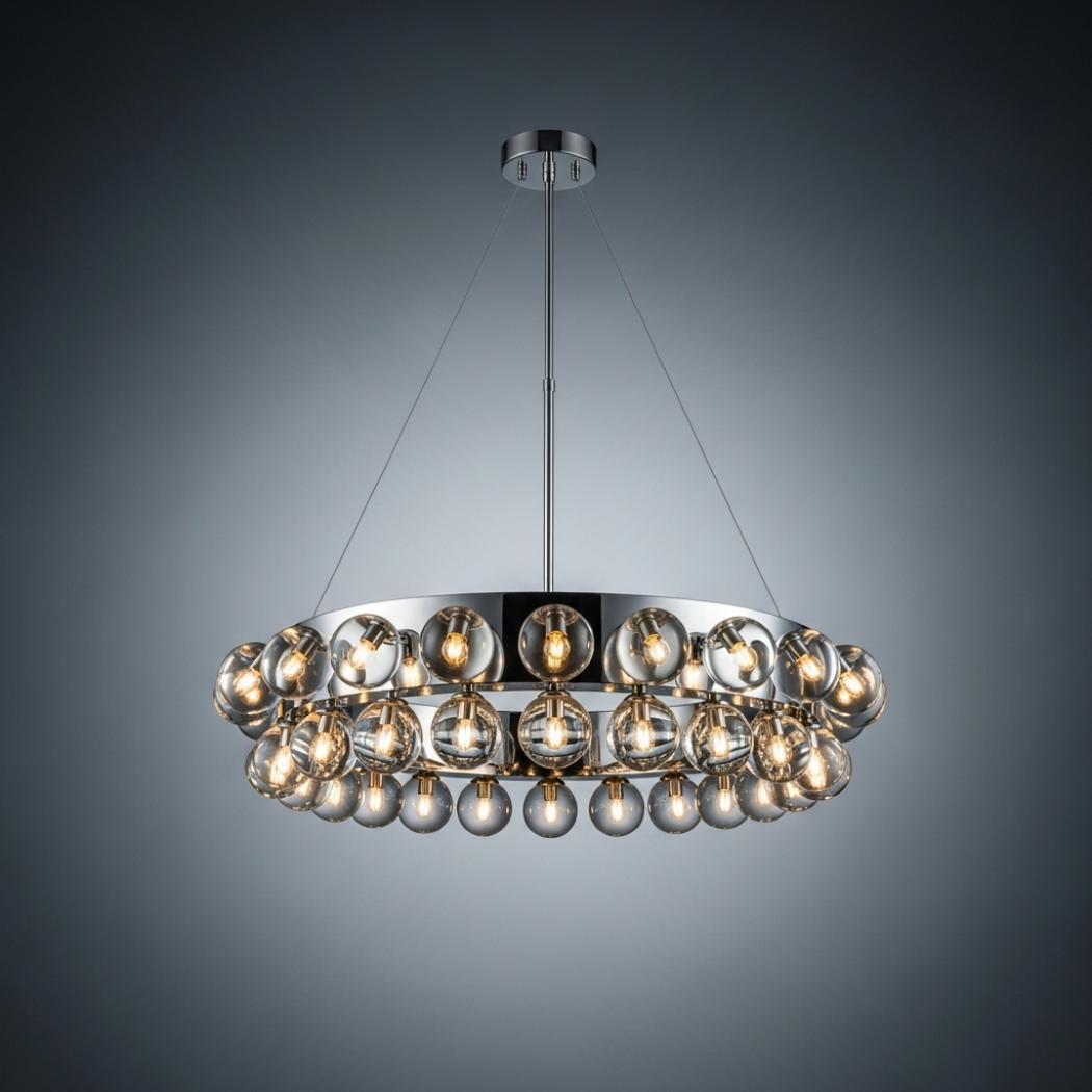 Characteristic round glass chandelier