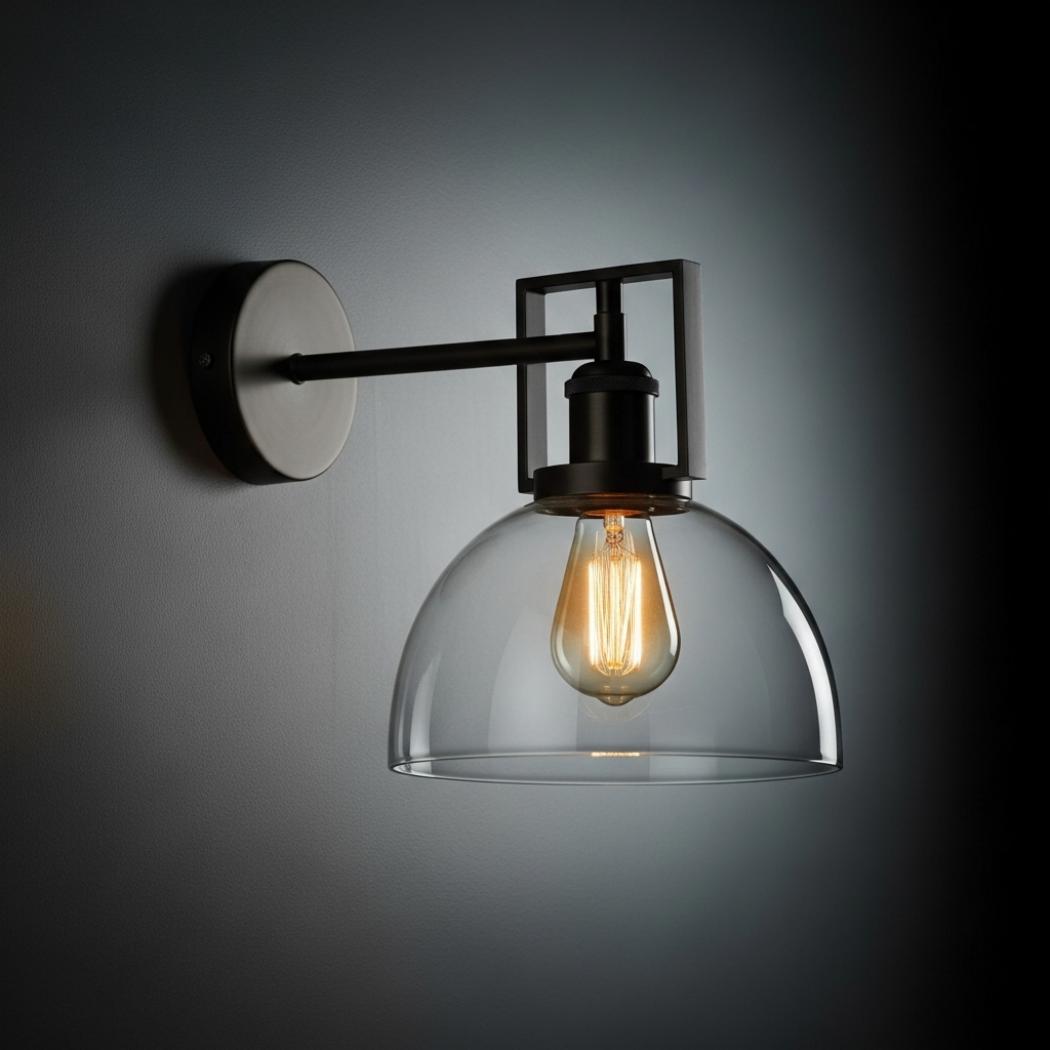 Hemispherical glass lampshade wall lamp