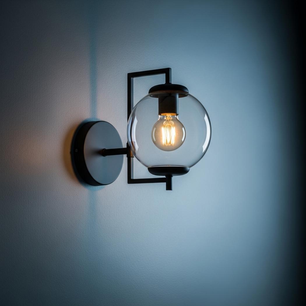 Hemispherical glass lampshade wall lamp