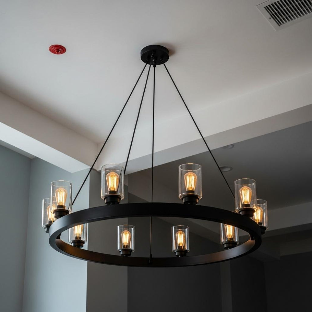 Round glass chandelier