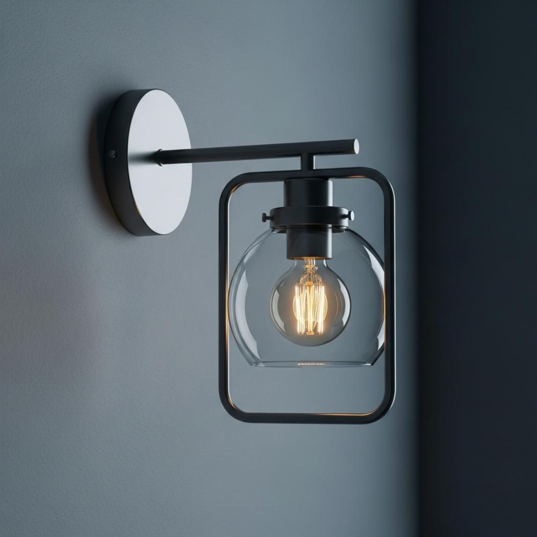 Hemispherical glass lampshade wall lamp